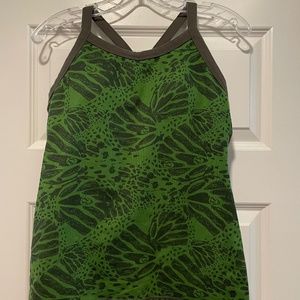 Green and black y-strap lululemon tank top